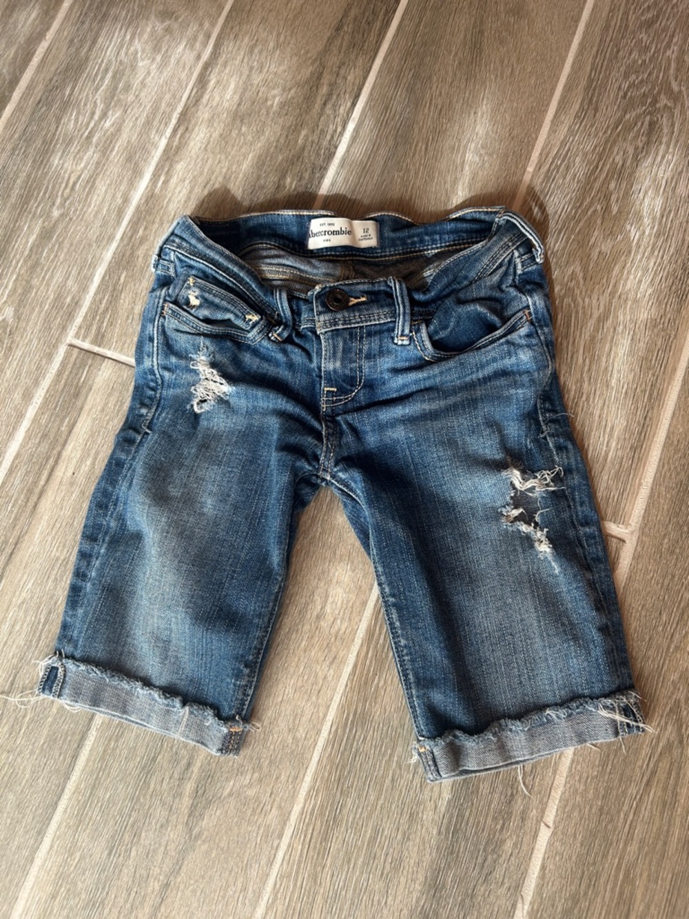 Abercrombie Distressed Denim Bermuda Shorts - Girls 12